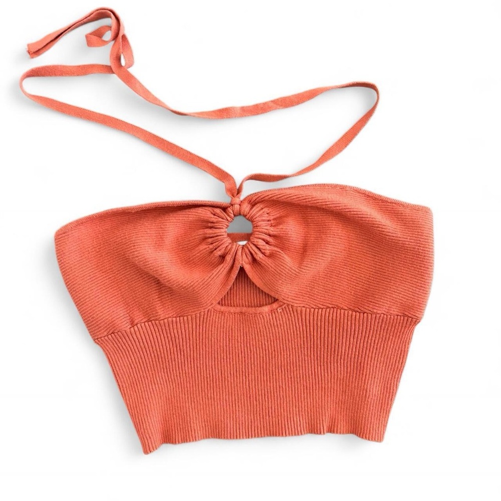 Orange Summer Knit Halter Top